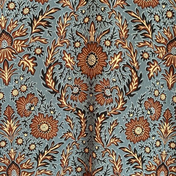 Cabi # 3295 Provincial Floral Shift Dress Womens Size M Blue Brown Sheer Sleeve - Picture 4 of 13